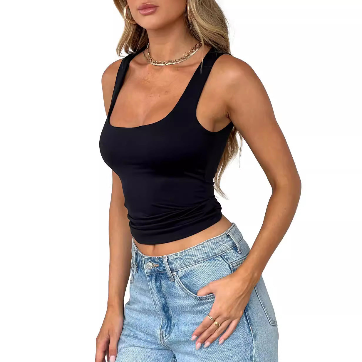 Women's Tank Top with Customizable Cut and Wide Straps WW