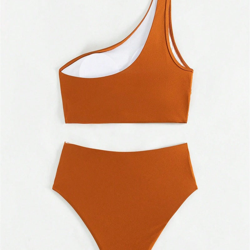 Damen High-Waist Bikini-Set mit asymmetrischem Oberteil WW