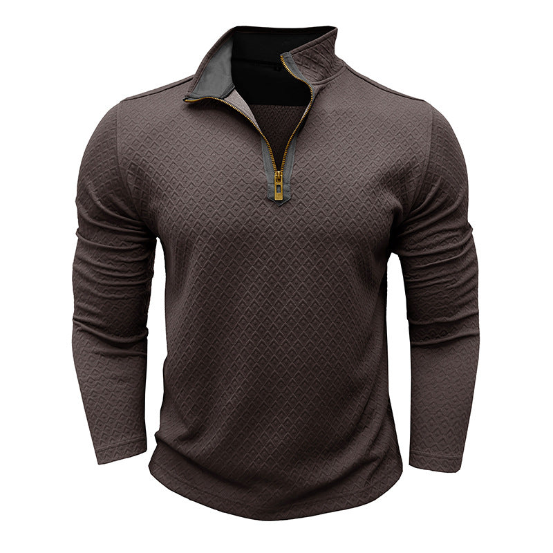 WW | Cotton Knit Sweater Regular Fit Half-Zip Textured Pattern