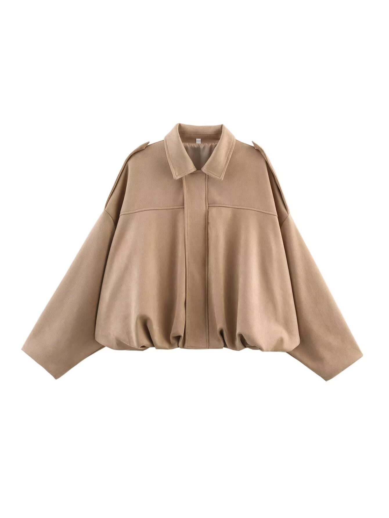 Women's Oversized Jacket with Casual Cut and Detachable Collar WW
