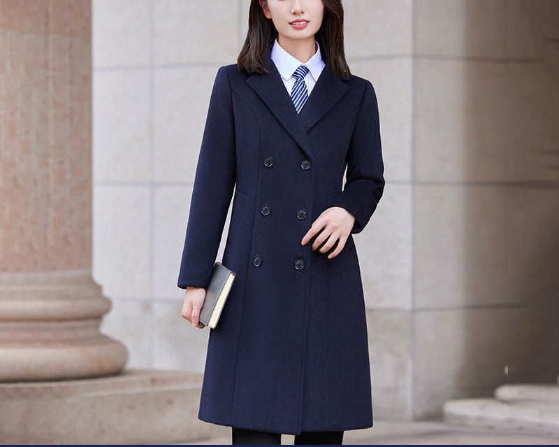WW | Women's Coat Jacket – Wool Blend – Double-breasted – Tailored Fit – Knee-length