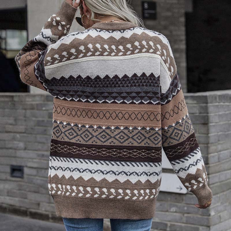 WW | Geometrischer Strickpullover für Stilbewusste Damen