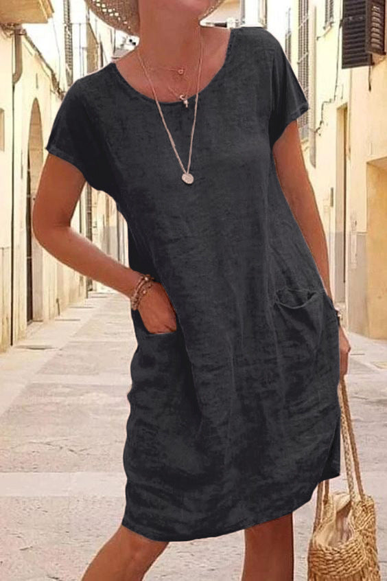 WW | Leinen Casual Kleid mit Taschen