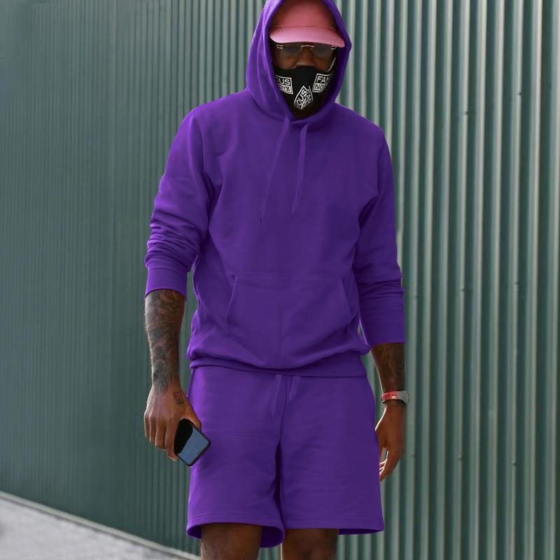 Men's sporty hoodie and shorts set made of high-quality sweatshirt fabric WW