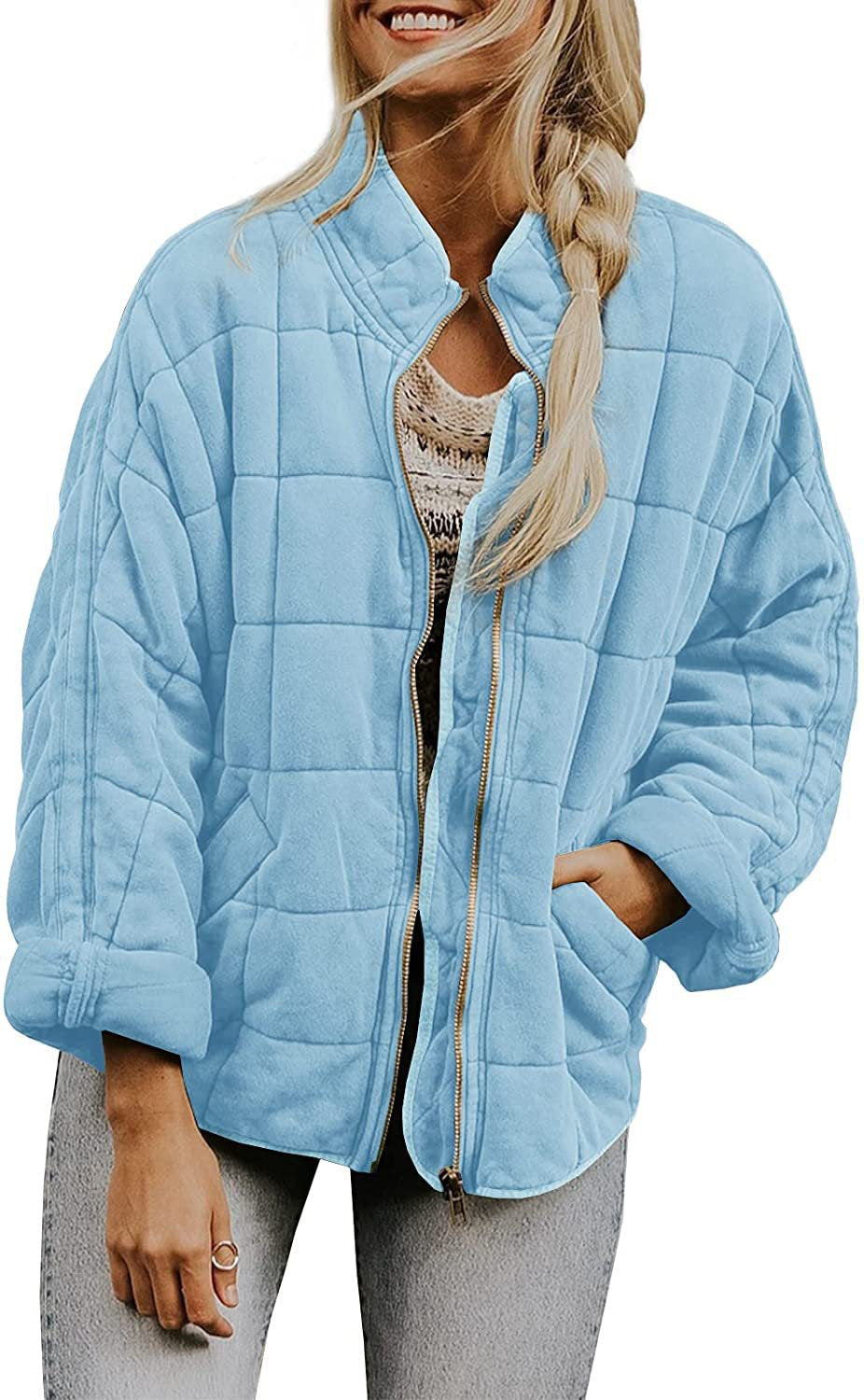 Women's Quilted Hooded Jacket with Zipper and Pockets WW