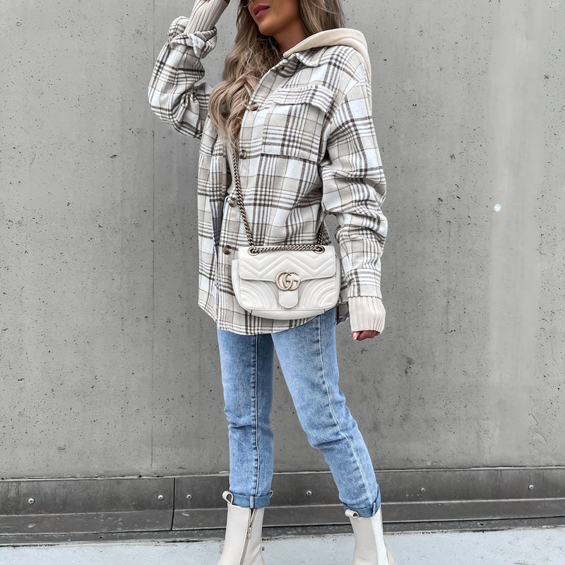 WW | Karo Kapuzenpullover Mantel