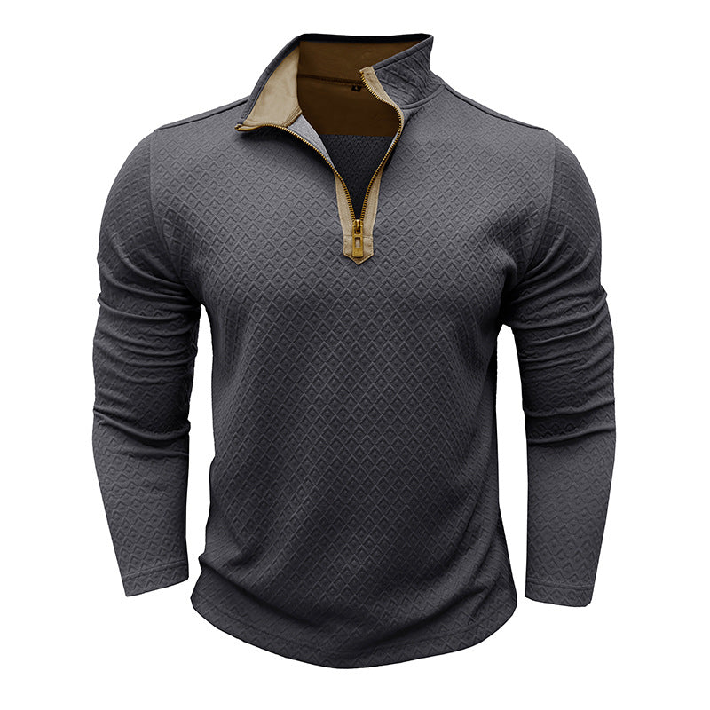 WW | Cotton Knit Sweater Regular Fit Half-Zip Textured Pattern