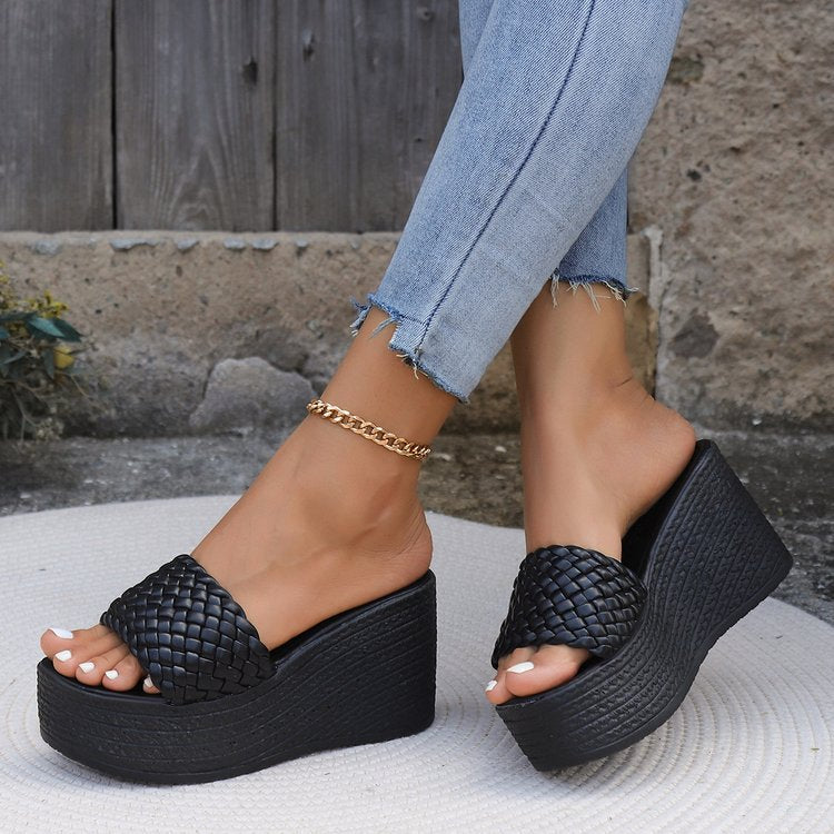 Damen Wedge-Pantoletten mit geflochtenem Obermaterial und komfortabler Sohle W&W