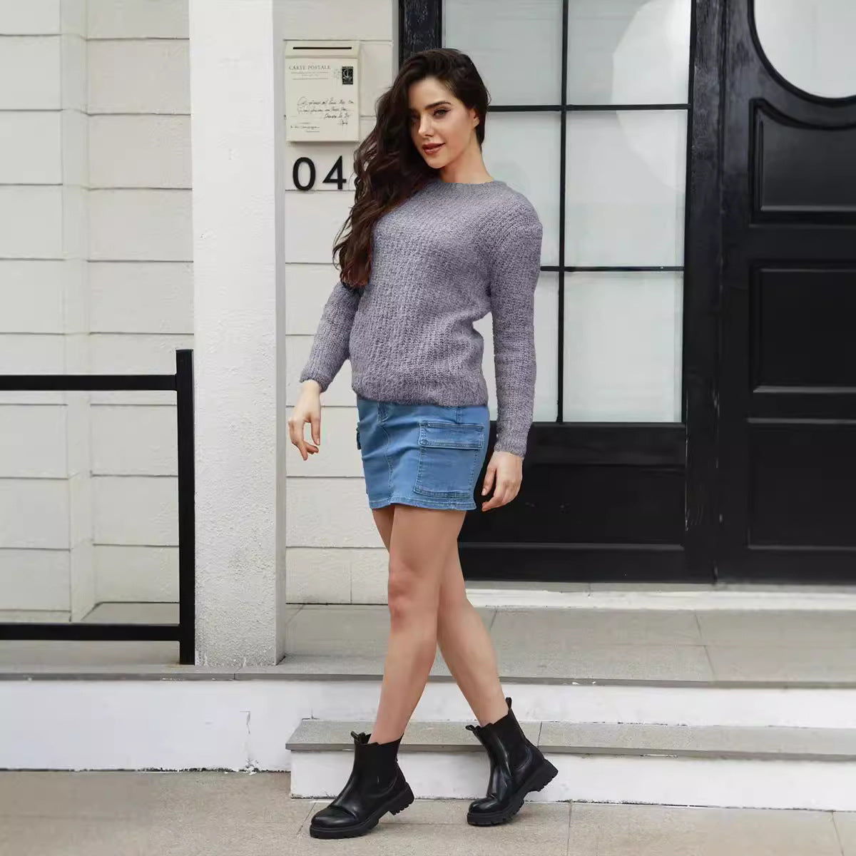 Women's Cuddly Knitted Sweater with High Elasticity and Modern Design WW