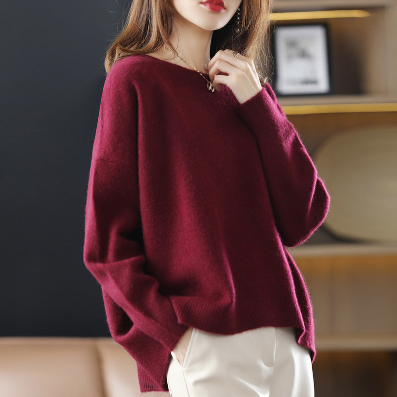 Damen gemütlicher Kaschmirpullover mit modernem Schnitt WW