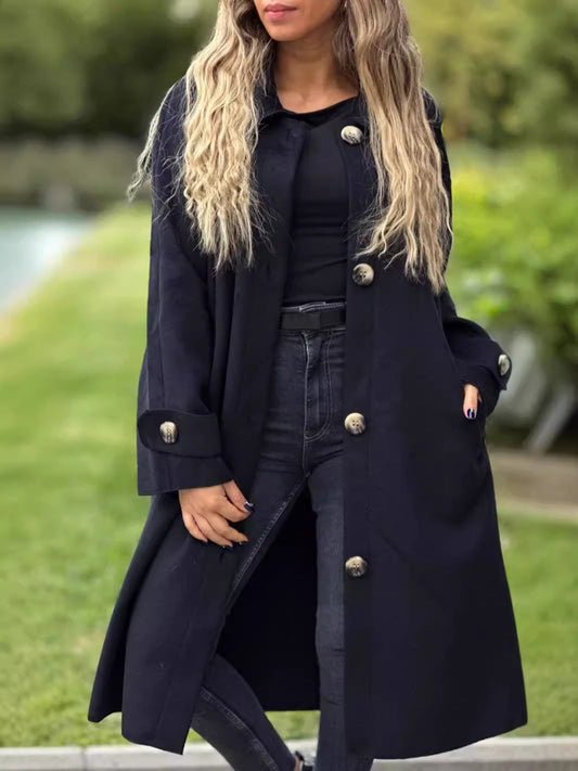 WW | Langer Mantel - Lässige Passform - Knopfverschluss - Klassischer Windbreaker-Stil