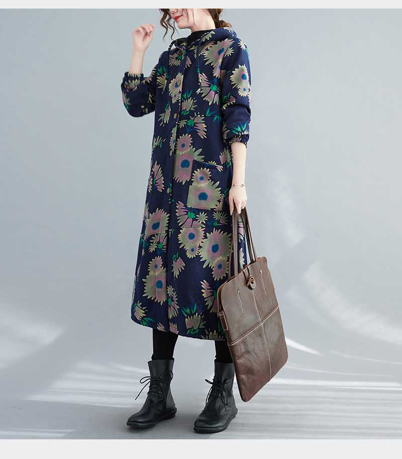 WW | Steppmantel - Vintage-inspirierter Druck - Lange Wärme - Winterlage