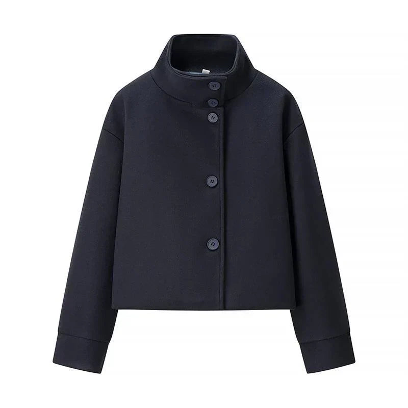 WW | Damen Stilvolle Gekürzte Jacke Hoher Kragen Design