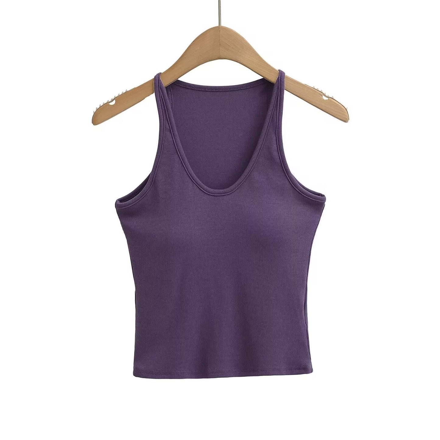 Damen ärmelloses Sporttop mit tiefem U-Ausschnitt und elastischem Material WW