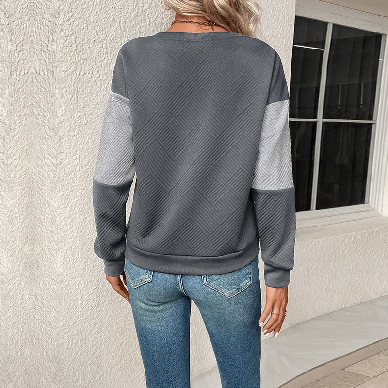 Damen lässiges Sweatshirt mit geometrischem Muster und trendigem Schnitt WW