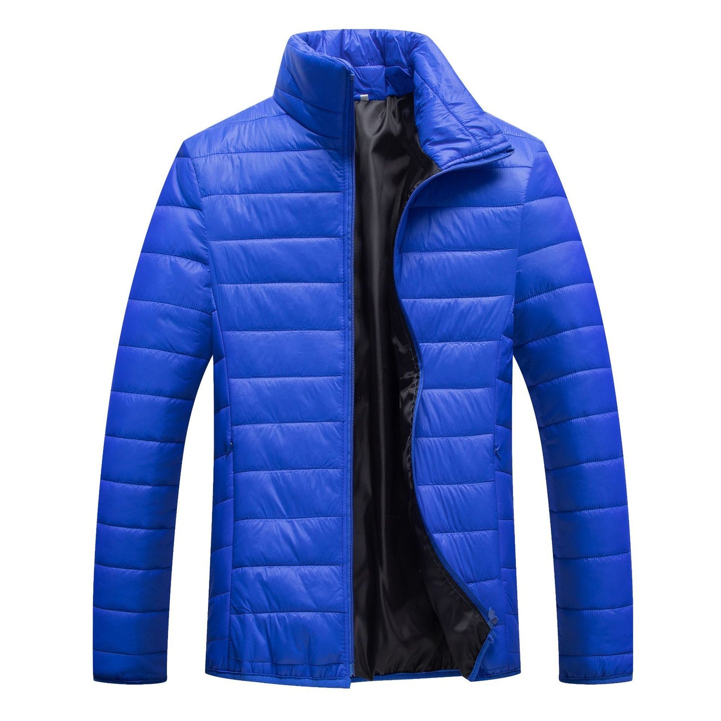 WW | Herren Winter Steppjacke mit vorderem Reißverschluss und Stehkragen