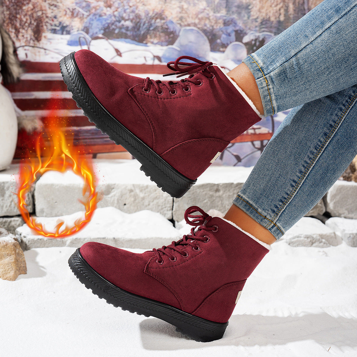 Damen Winterstiefel mit kuscheligem Futter und rutschfester Sohle WW