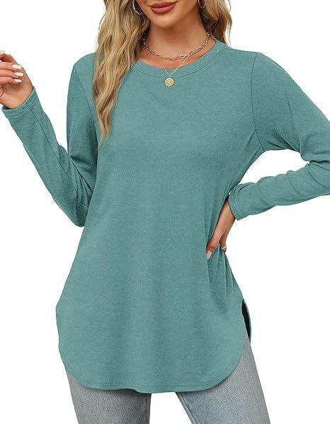 Damen Longsleeve Oberteil mit Pflanzenmuster und asymmetrischem Saum WW