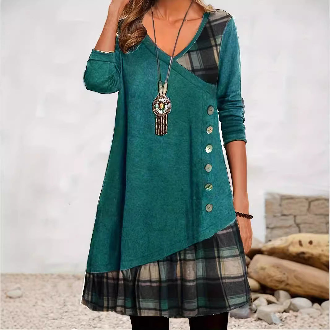 WW | Classic Plaid Long Sleeve Dress