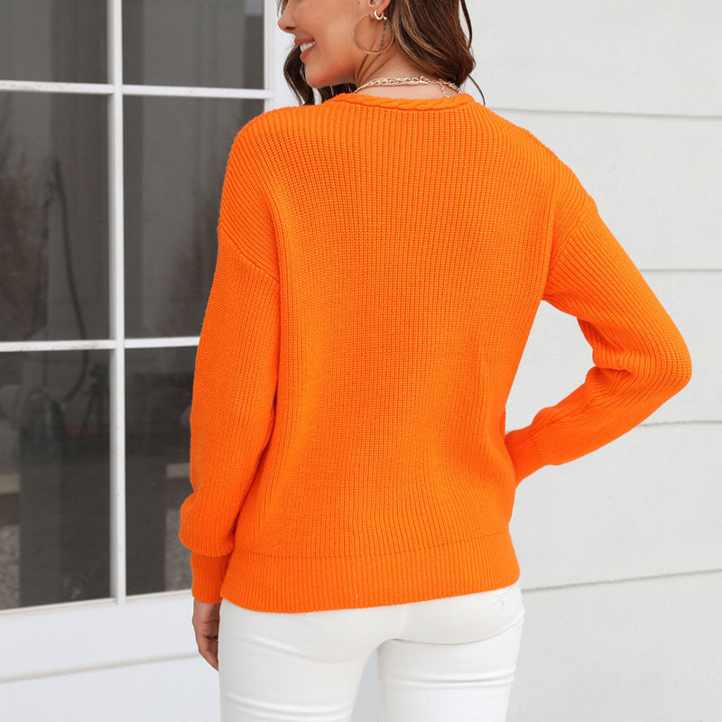 WW | Modischer Pullover Aus Einfarbigem Strickstoff