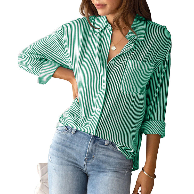 Women's casual shirt blouse with fine stripes and a relaxed fit WW