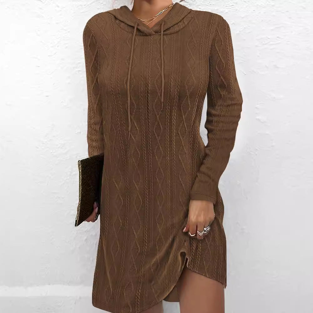 Damen Hoodie-Kleid mit Struktur und seitlichem Schlitz WW