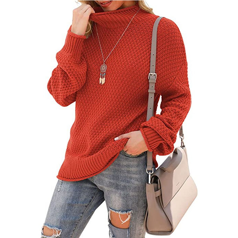 WW | Sweater - Halber Rollkragen Strickpullover - Lässiges Gemütliches Oberteil