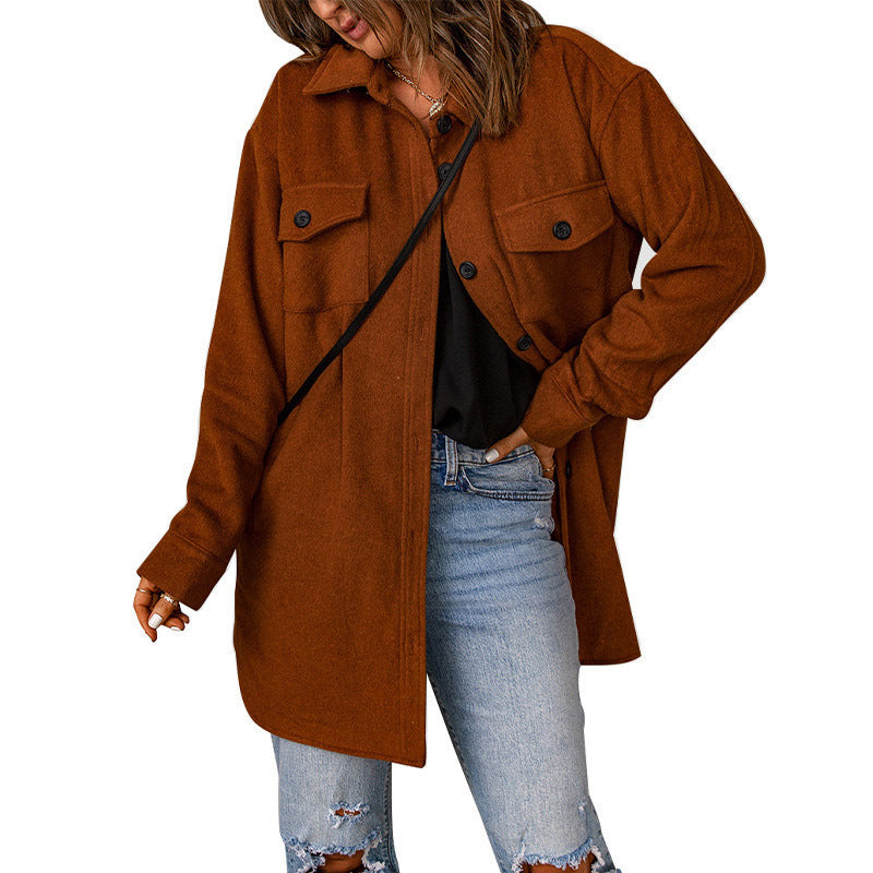 WW | Damen Oversized Shirtjacke mit Taschen