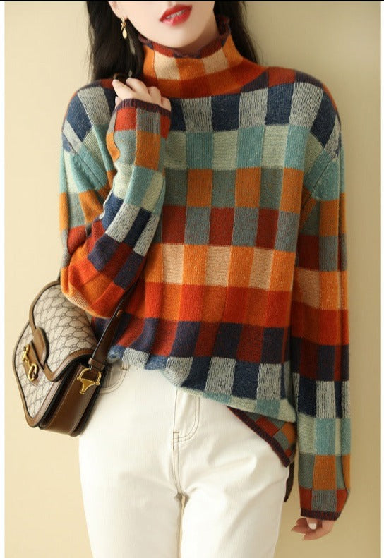 W&W - Eleganter Print Rollkragenpullover
