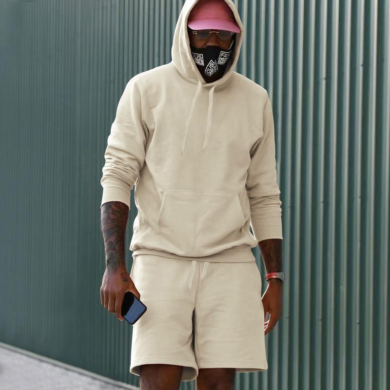 Men's sporty hoodie and shorts set made of high-quality sweatshirt fabric WW