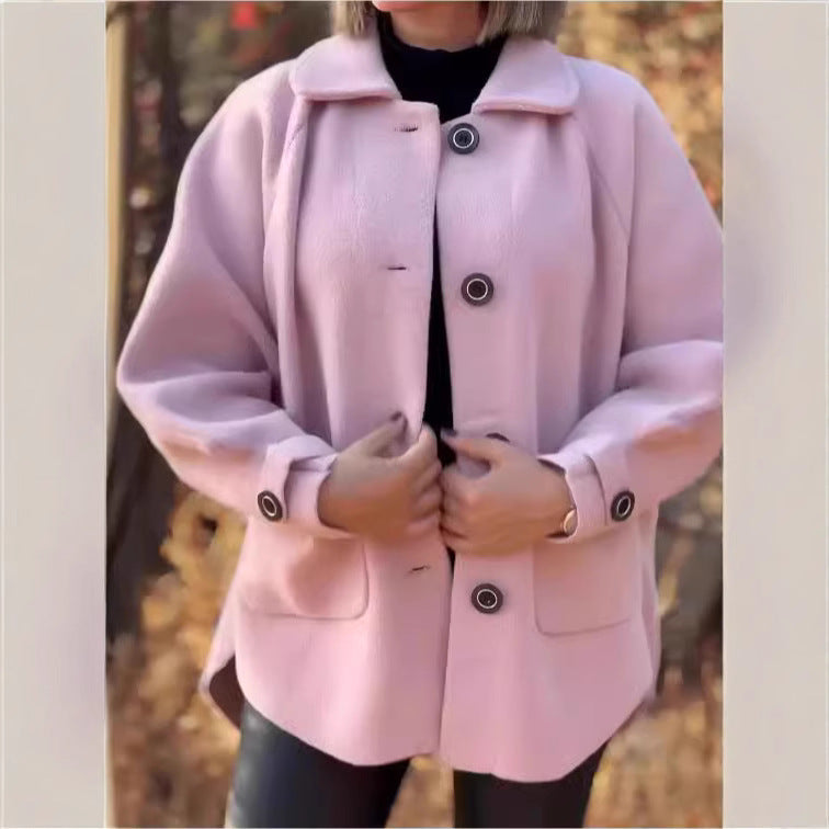 Women's soft wool jacket with shoulder yoke and button details WW