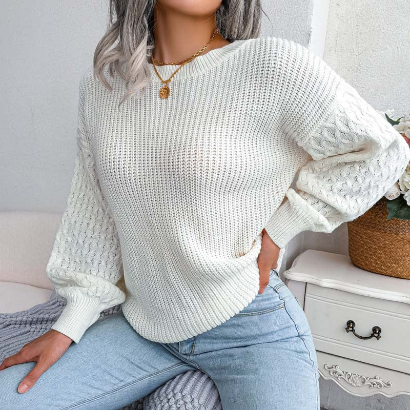 WW | Schlichter Pullover Aus Einfarbigem Strickdesign