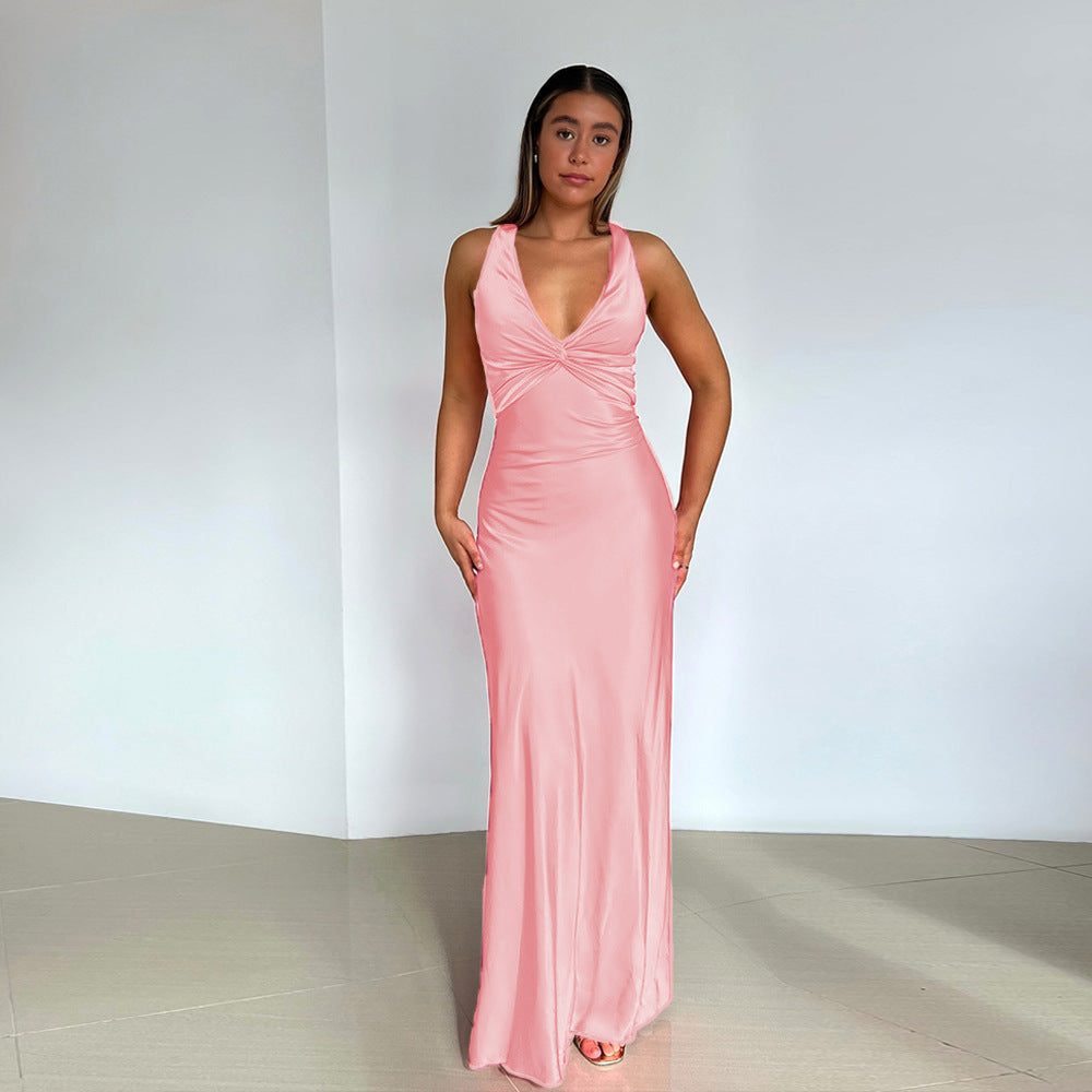 WW | Persönlichkeit Slim Fit Satin Kleid Damen
