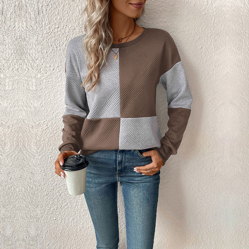 Damen lässiges Sweatshirt mit geometrischem Muster und trendigem Schnitt WW