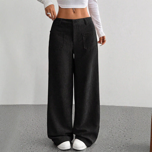 Damen weit geschnittene Cordhose mit praktischen Taschen WW