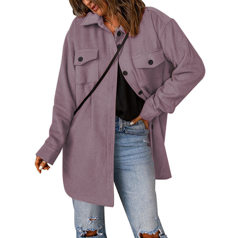 WW | Damen Oversized Shirtjacke mit Taschen