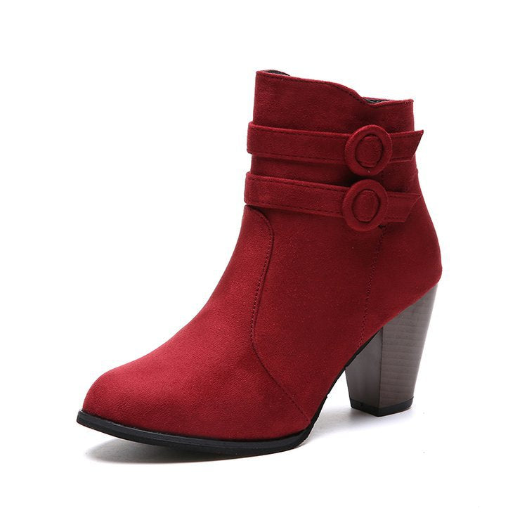 Damen Ankle-Boots mit dekorativen Riemen und elegantem Absatz W&W