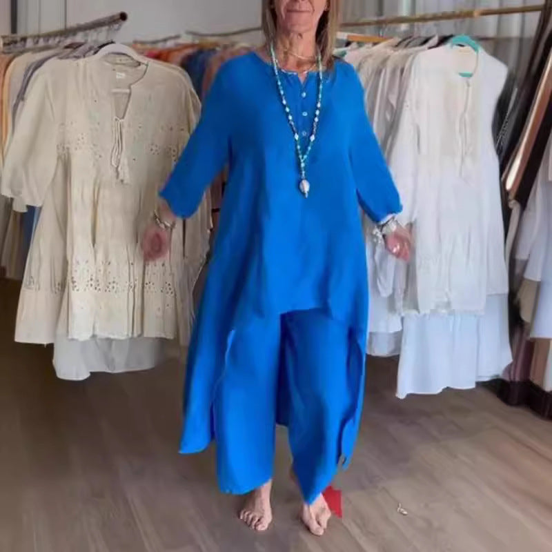 WW | Unifarbener Freizeitanzug Aus Leinen Für Damen