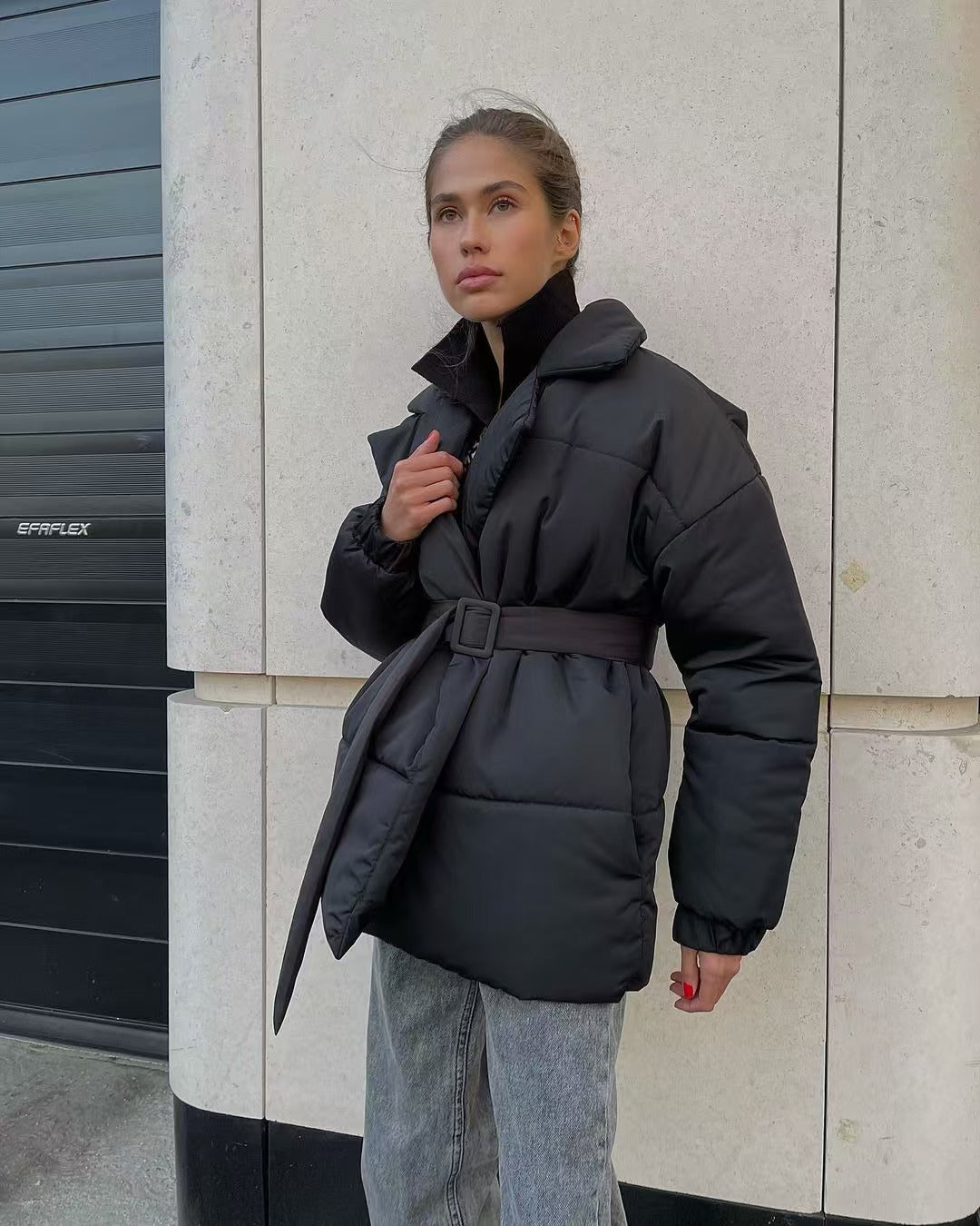 WW | Taille Baumwolle V-Ausschnitt Pufferjacke