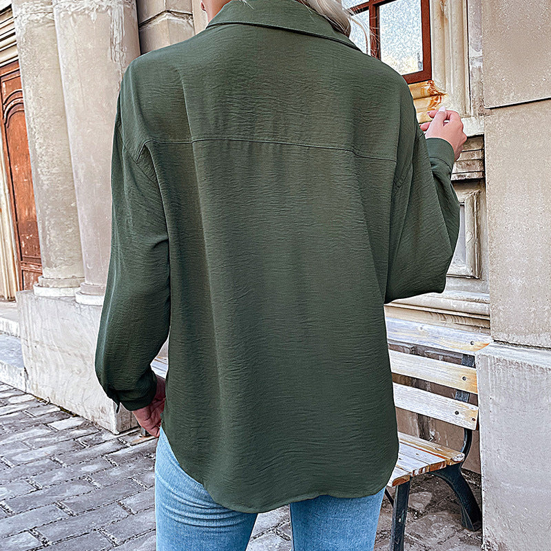 Women's Blouse with Casual Cut and Decorative Button Details WW