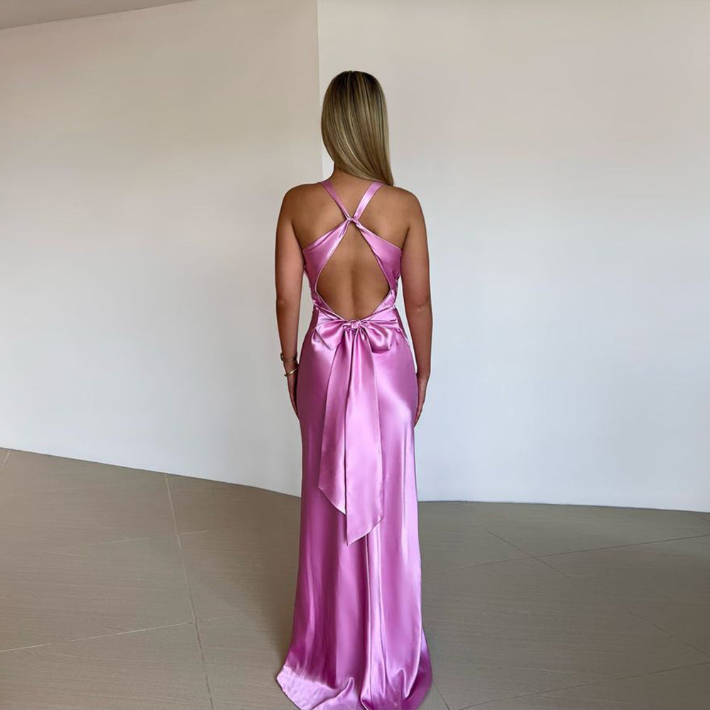 WW | Persönlichkeit Slim Fit Satin Kleid Damen