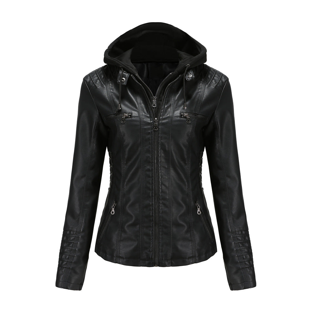 WW | Leather Jacket - With Hood - Slim Fit - Versatile & Stylish