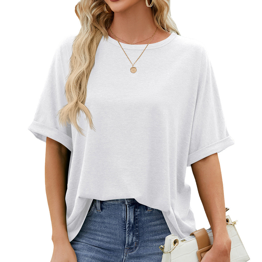 WW | Solid Color Short Sleeve Casual Loose T-Shirt
