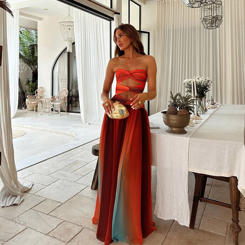Sofia – Batik Ombre Cut-Out Maxi Dress