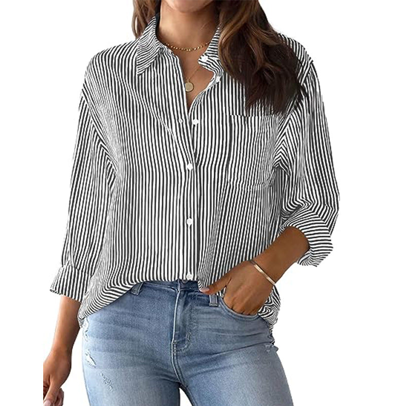 Women's casual shirt blouse with fine stripes and a relaxed fit WW