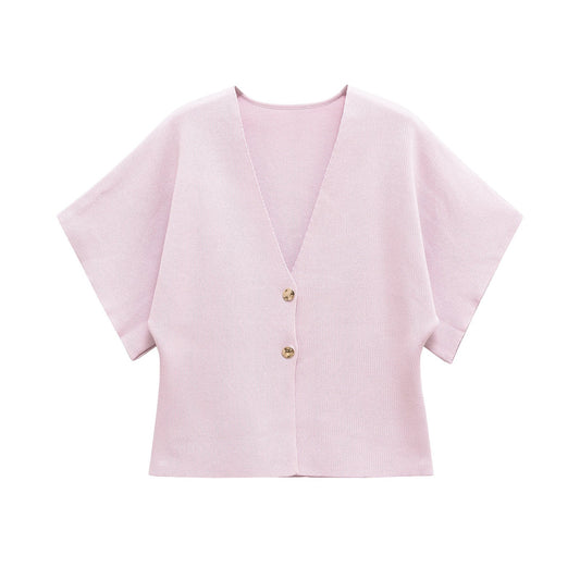 Damen leichte Strickjacke mit elegantem V-Ausschnitt und luxuriösen Knopfdetails WW