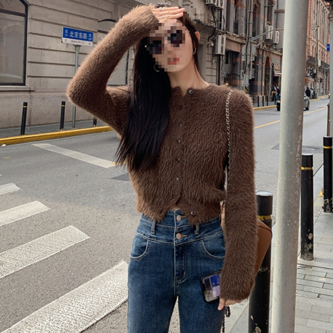 Damenstrickjacke mit voluminösen Ärmeln und weichem Stoffmix WW