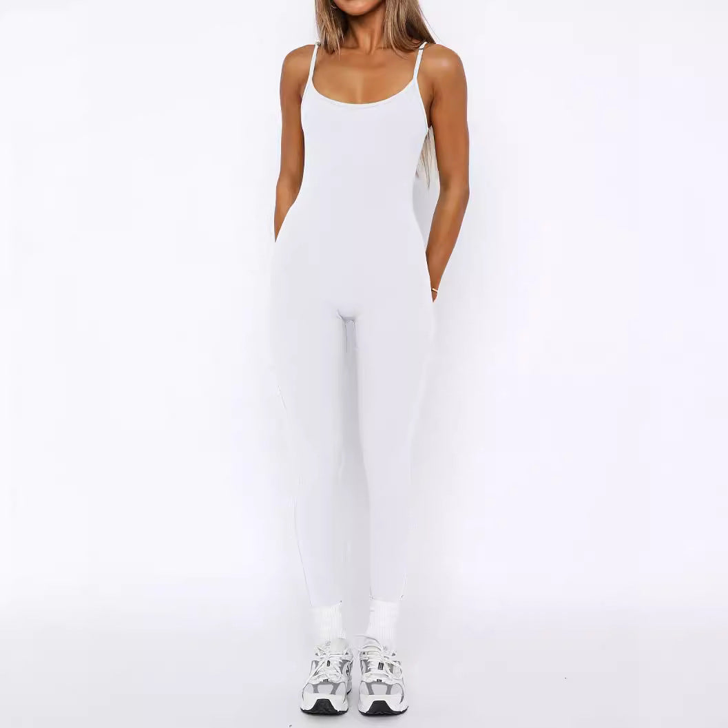 Women's Sporty Jumpsuit with Adjustable Straps and Figure-Hugging Cut WW