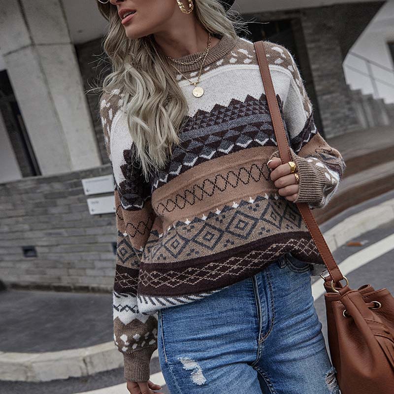WW | Geometrischer Strickpullover für Stilbewusste Damen