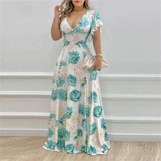 Women's Maxi Dress with Floral Design WW